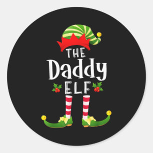Pappa jul tomte matchande pyjamas jul fest runt klistermärke