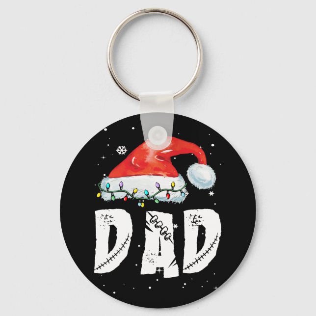 Pappa julfamiljen Matching Pajamas Pappa Nyckelring (Framsida)