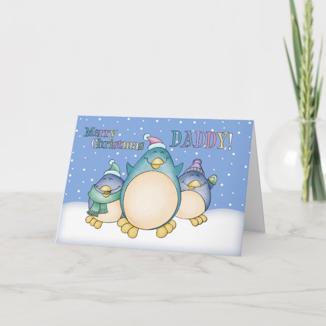 Pappa-julkort med Penguins Helgkort (Framsida)