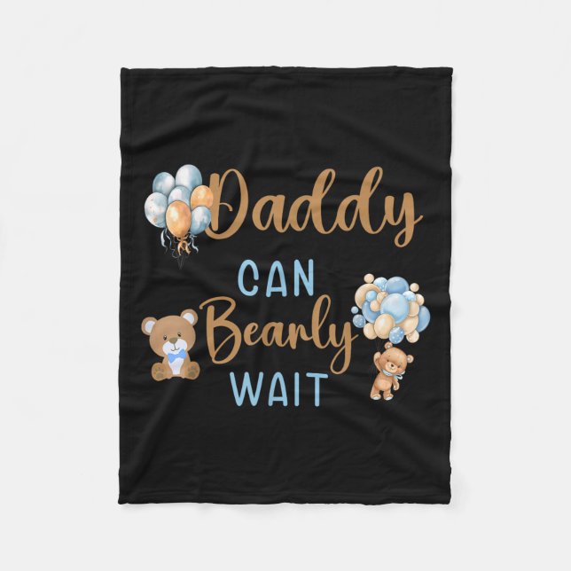 Pappa kan bearly wait Gender Neutral Baby Shower M Fleecefilt (Framsidan)