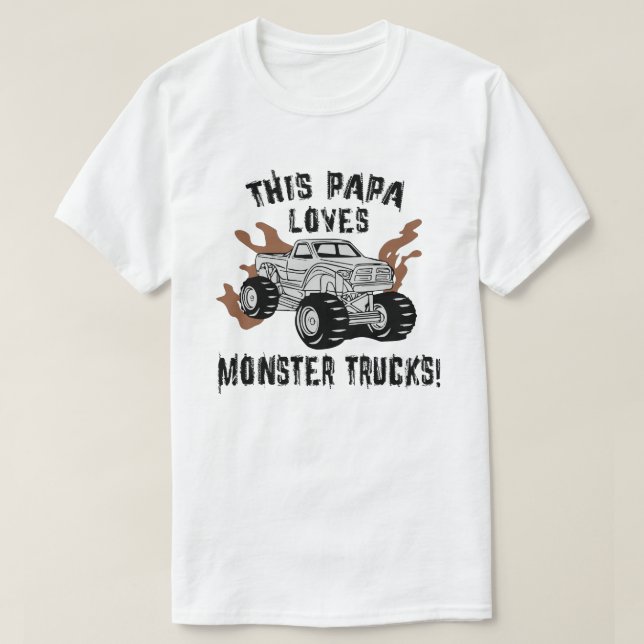 Pappa Kärlek Monster Lastbilar T Shirt (Design framsida)