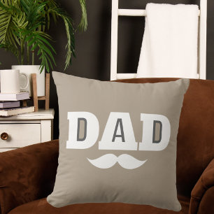 Pappa Kastkudde Mustasch Brow Svart Grå Orange Kudde