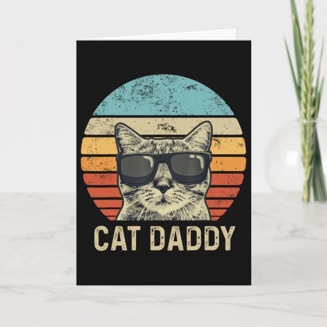 Pappa Katt Retro Katt Solglasögon Cool Katt Pappa  Kort (Framsida)
