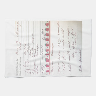 Pappa kex- och skyrecept i hans egna handwrit kökshandduk