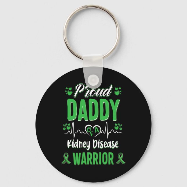 Pappa Kidney Disease Warrior Awareness Ribbon Gree Nyckelring (Framsida)