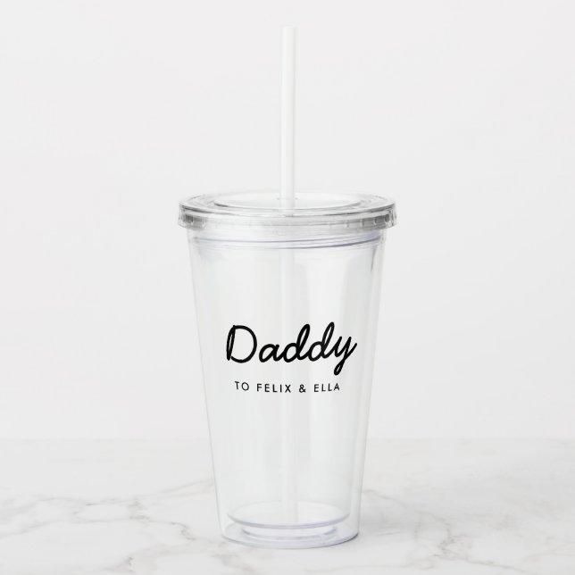 pappa | Kids Namn Modern Fars dag Skript Take Away Mugg (Framsida)