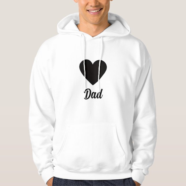 Pappa - Klassisk svart hjärta typografi Hoodie (Framsida)