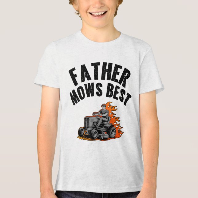 Pappa Klipper Bäst Rolig Pappa Eld Flamma Gräsklip T Shirt (Framsida)