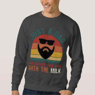 Pappa Kom Tillbaka Med Mjölk - Rolig Retro Lång Ärmad Tröja
