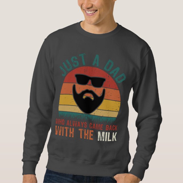 Pappa Kom Tillbaka Med Mjölk - Rolig Retro Lång Ärmad Tröja (Framsida)
