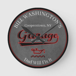 Pappa kommer att laga det Garage Wall Clock Rund Klocka
