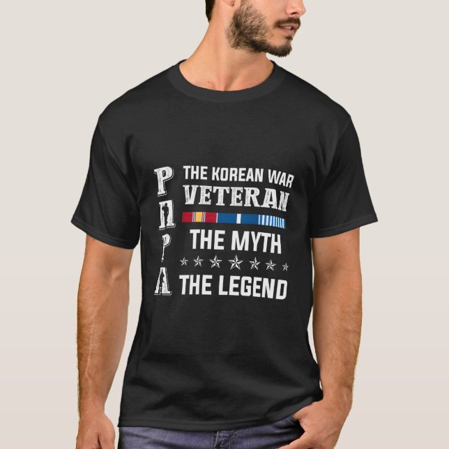 Pappa: Koreanska Krig Veteran Myth Legend Patrioti T Shirt (Framsida)