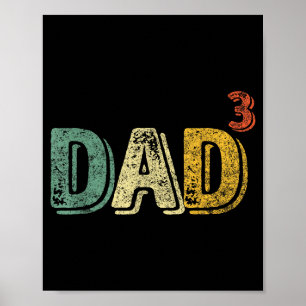 Pappa Kub T-Shirt Pappa Till Tre Mäns Citat Roligt Poster