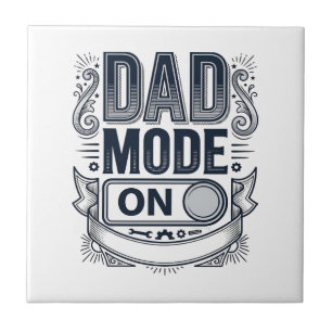 Pappa-läge På Vintage Gravyr T-Shirt Design_1 Kakelplatta