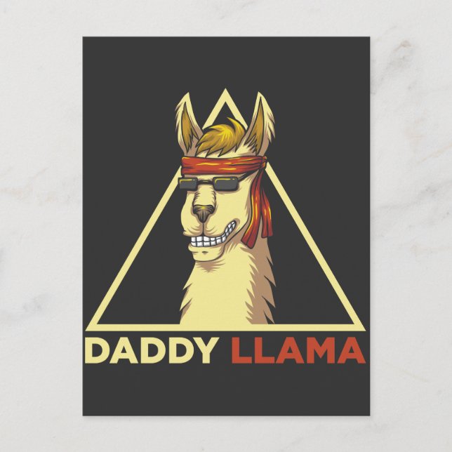 Pappa Lama Make Cool Solglasögon Alpaca Pappa Vykort (Framsida)