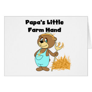 Pappa lantgård räcker lite Tshirts och gåvor Hälsningskort