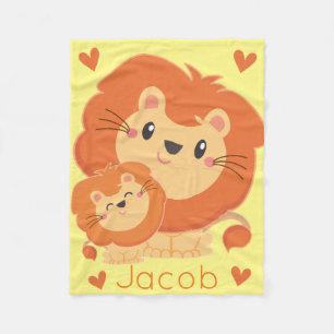 Pappa Lejon & Unge Jungle Animals Safari Nursery Fleecefilt
