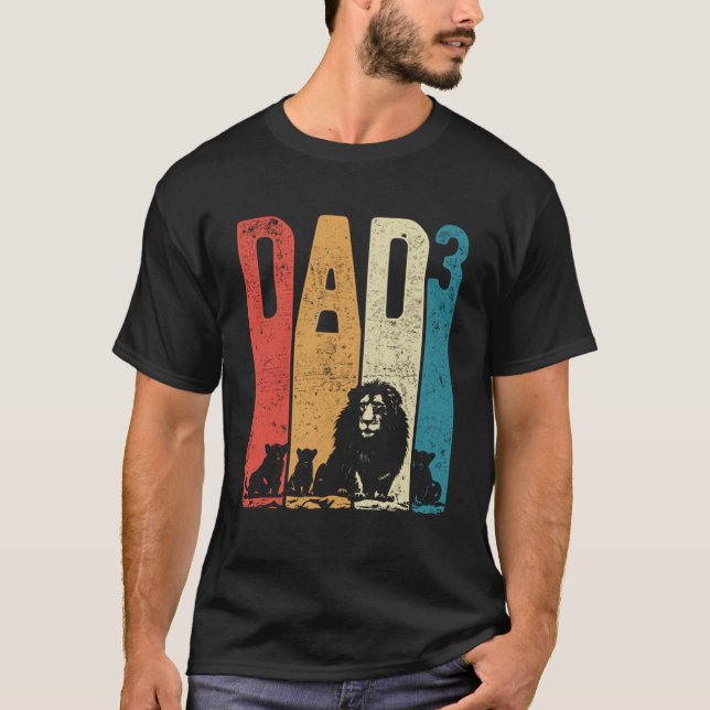 Pappa Lejona Unge Far-dagen Pappa, tre barn i kvar T Shirt (Framsida)