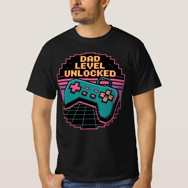 PAPPA-LEVEL UNLOCKED - Achievement Trophy Pixel De T Shirt (Framsida)