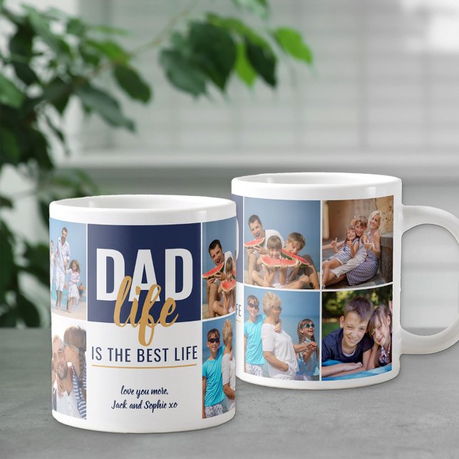 Pappa Life är Best Life 8 Photo Blue-Personlig Jumbo Mugg (Skapare uppladdad)