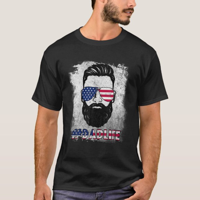 Pappa Life Beard Sunglasses USA flagga Fars dag 4T T Shirt (Framsida)