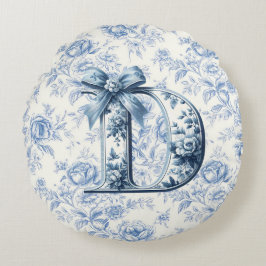Pappa Light Blue Chinoiserie Round Pillow Rund Kudde
