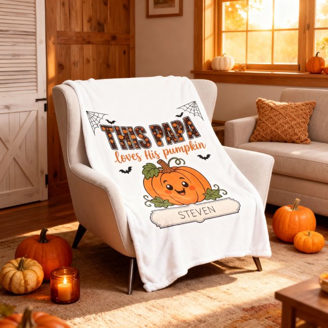 Pappa lilla pumpa 1 barnbarnsnamn Halloween  Fleecefilt (Skapare uppladdad)