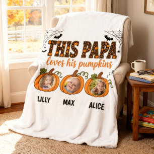 Pappa Lilla Pumpaflickor 3 Barnbarnsfoto Halloween Fleecefilt