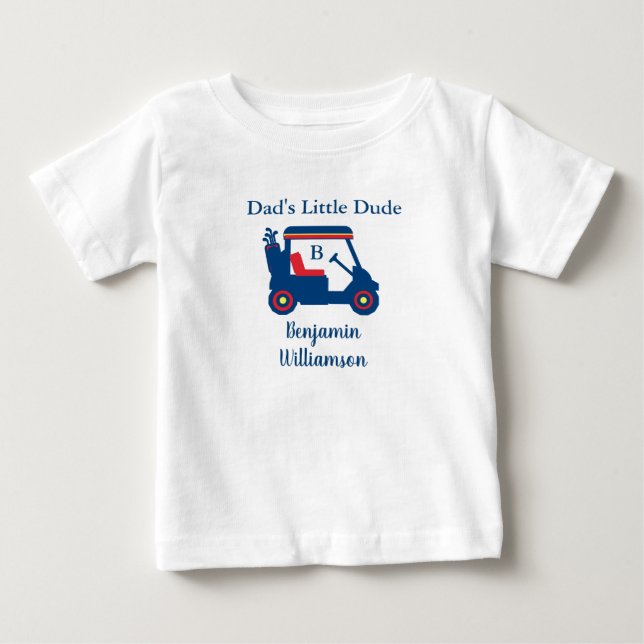 Pappa Little Killen Golf Cart Namn Monogram T Shirt (Framsida)