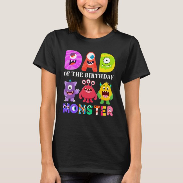 Pappa Little Monster Kids 1:a födelsedagsfamiljen  T Shirt (Framsida)