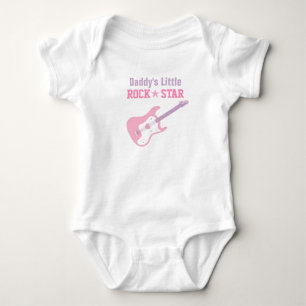 Pappa Little Rock Star Rosa Gitarr För Babyflickor T-shirt
