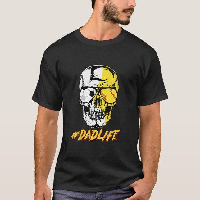 Pappa livsocker Skull för fotboll T Shirt (Framsida)