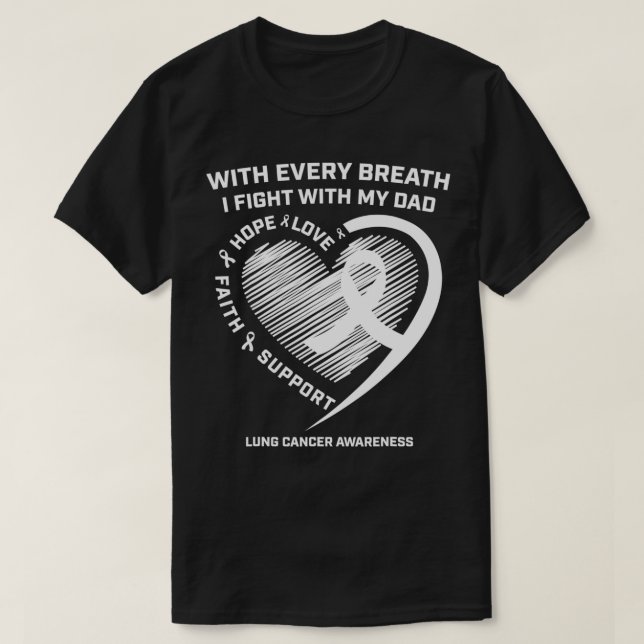 Pappa Lung Cancer Awareness Gifts White Ribbon Lun T Shirt (Design framsida)