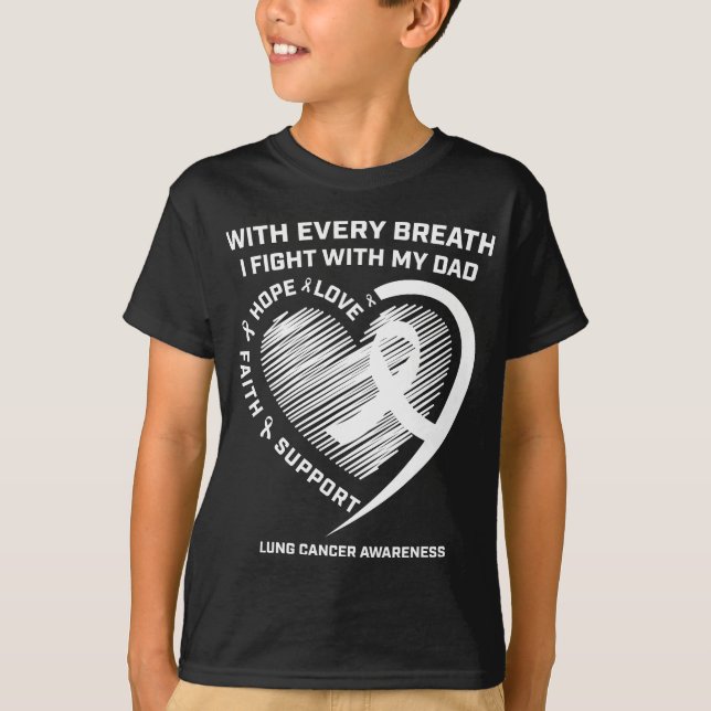 Pappa Lung Cancer Awareness Gifts White Ribbon Lun T Shirt (Framsida)