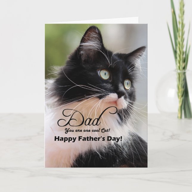 Pappa / Lycklig Fars dag - Tuxedo Cat Kort (Framsida)