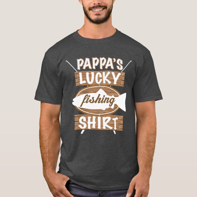 Pappa lycklig fiskeskjorta t shirt (Framsida)