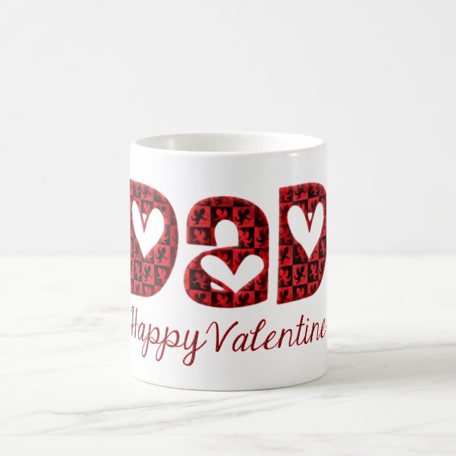 Pappa Lycklig Valentine Cute Cupid Typography Kaffemugg (Center)