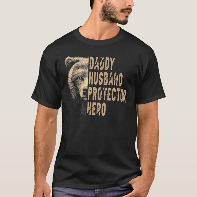 Pappa Make Protector Hero pappa Bear T Shirt (Framsida)