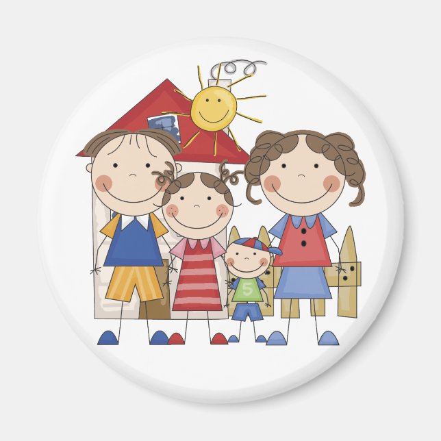 Pappa, Mamma, Big Sister, Little Brother Family Magnet (Framsidan)