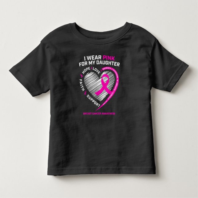 Pappa Mamma I Bära Rosa för min dotter bröstcancer T Shirt (Framsida)