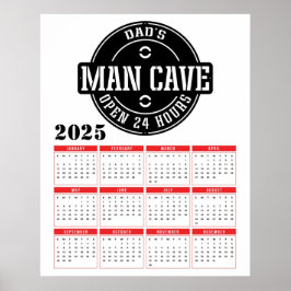 Pappa Man Cave 2025 Calendar Poster