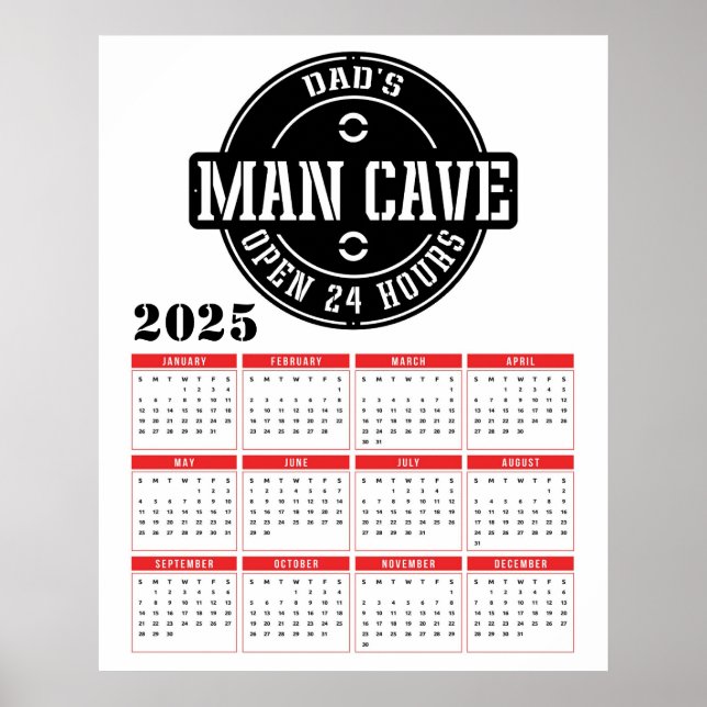 Pappa Man Cave 2025 Calendar Poster (Framsidan)