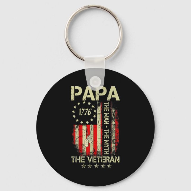 Pappa man myt veteran - fars dag flaggaPappa m Nyckelring (Framsida)