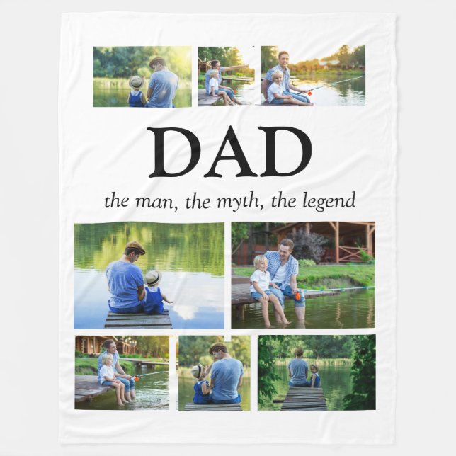 Pappa Man Myten Legend 8 Foto Collage   Fleecefilt (Framsidan)