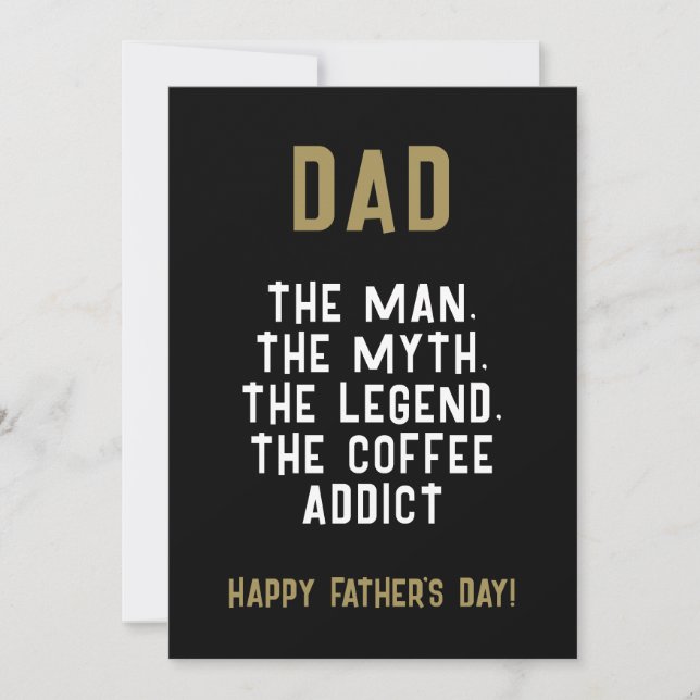 Pappa Man Myten Legend Koffeberoende Rolig  Kort (Framsida)