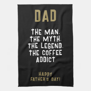 Pappa Man Myth Legend Coffee Addict Funny Kökshandduk