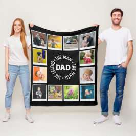 Pappa Man Myth Legend Photo Collage Chic Black Fleecefilt