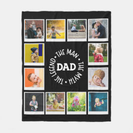 Pappa Man Myth Legend Photo Collage Chic Black Fleecefilt