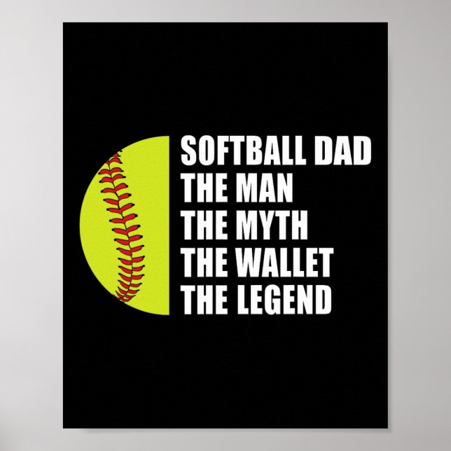 Pappa Man Myths Wallet Softball Fars dag Poster (Framsidan)