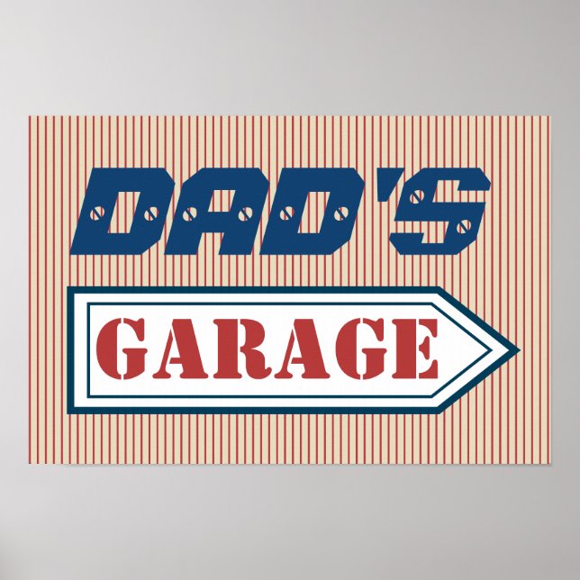 Pappa Manar Mechanic Fars dag Garage Sign Gift Poster (Framsidan)